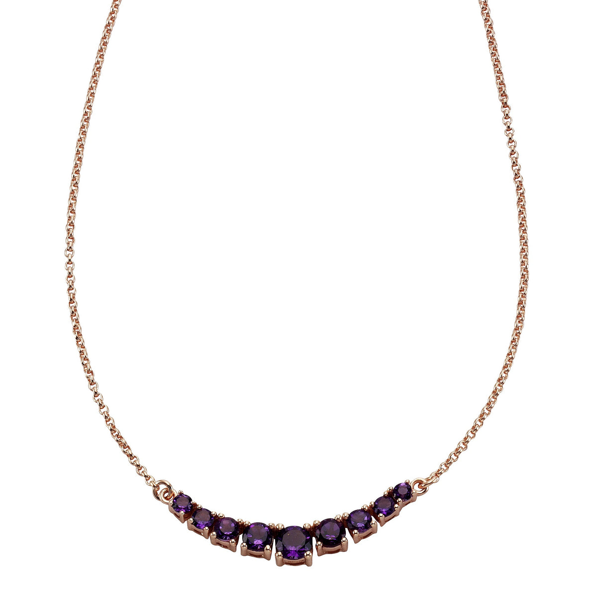 Collier keine / nicht relevant 925/- Sterling Silber rotvergoldet 45cm Amethyst