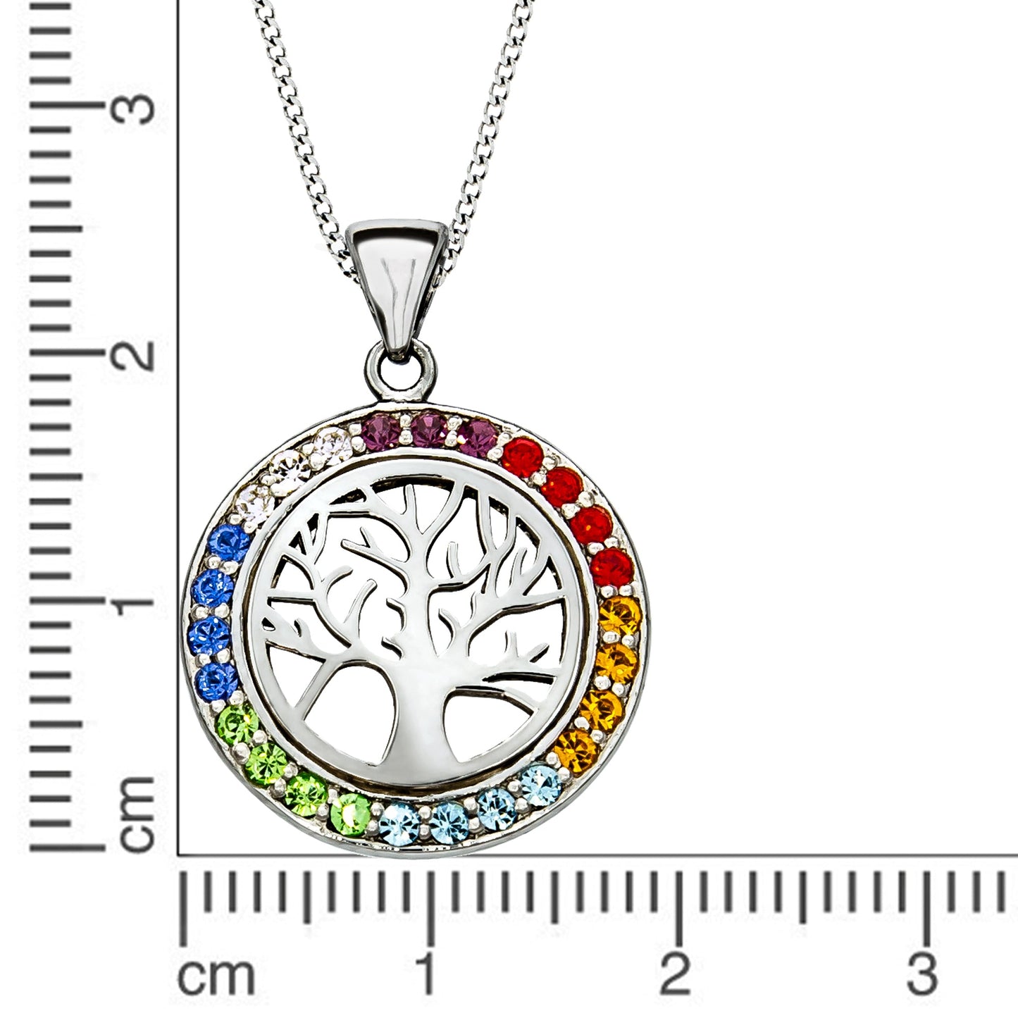 Halskette Panzerkette 925/- Sterling Silber rhodiniert 45cm Kristall