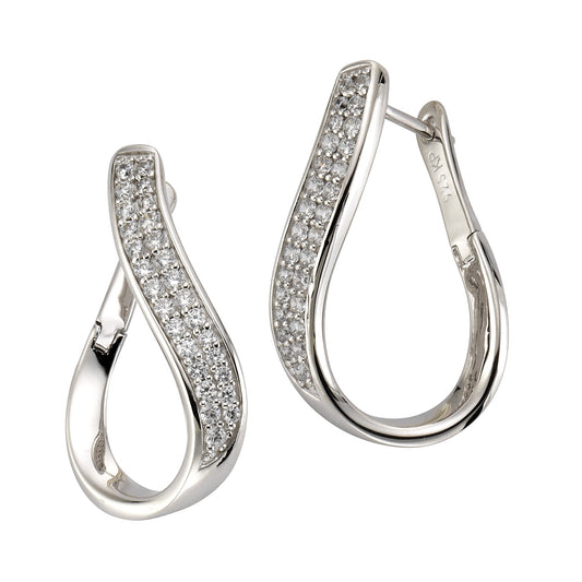 Celesta - Damen-Creolen aus 925 Sterling Silber rhodiniert mit weißen Zirkonia-Steinen