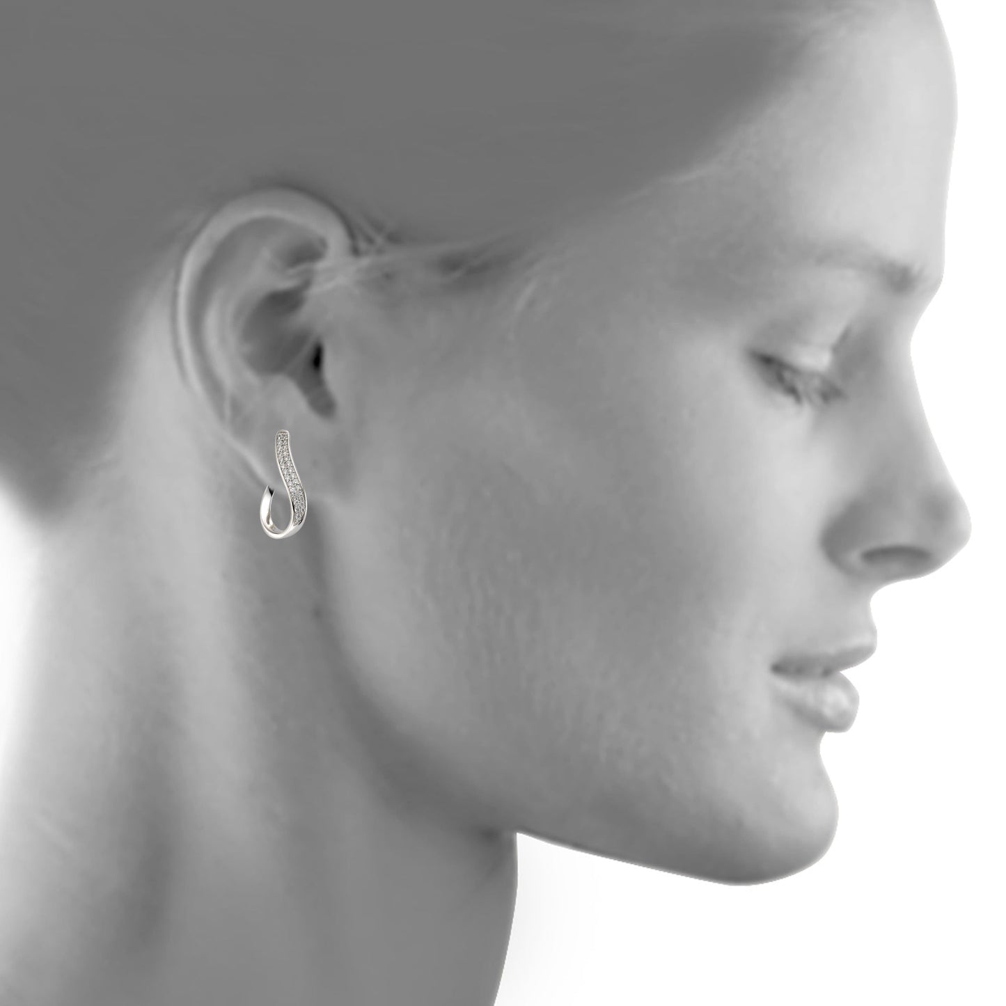 Ohrringe 925/- Sterling Silber rhodiniert 2,8cm Zirkonia