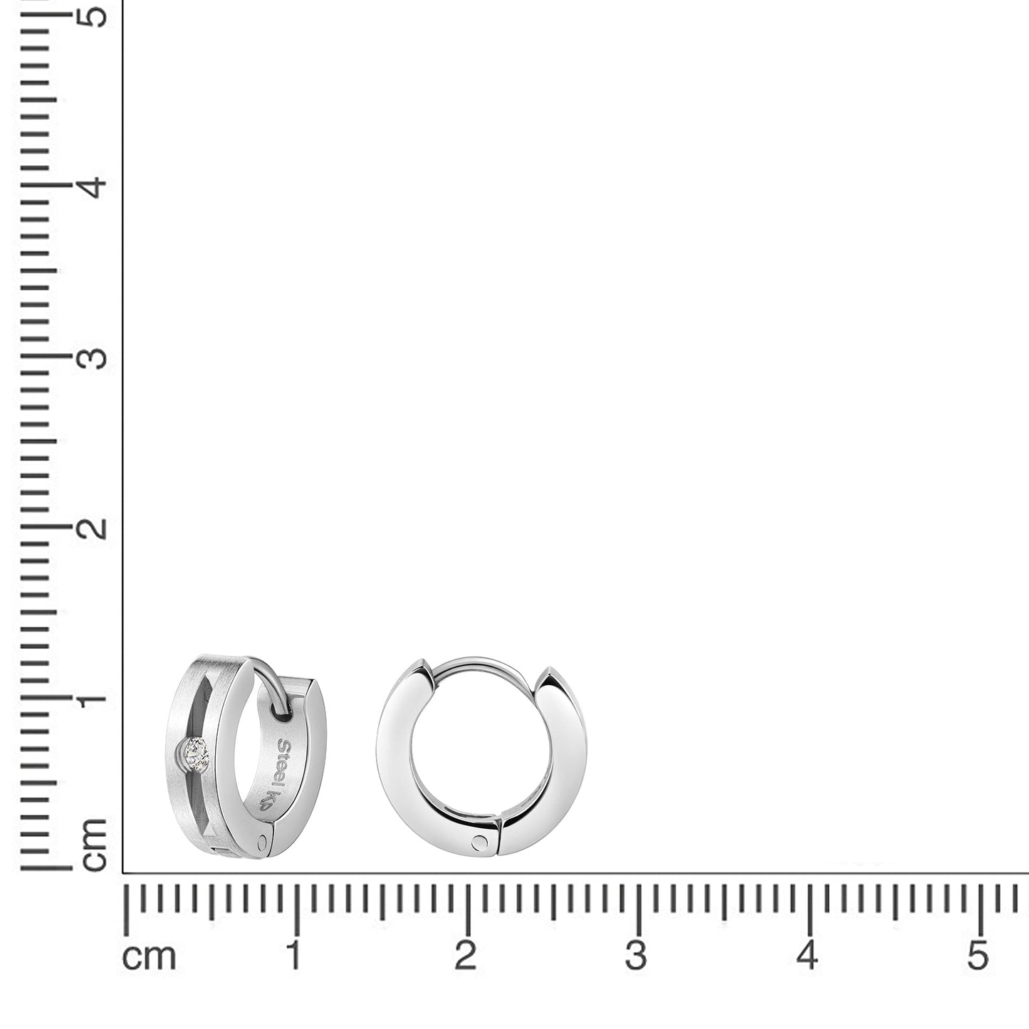 Klappcreolen Edelstahl 1,3cm Zirkonia
