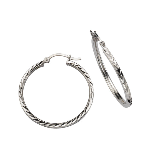 Ohrringe aus 925 Silber rhodiniert + diamantiert mit 3,0cm Durchmesser
