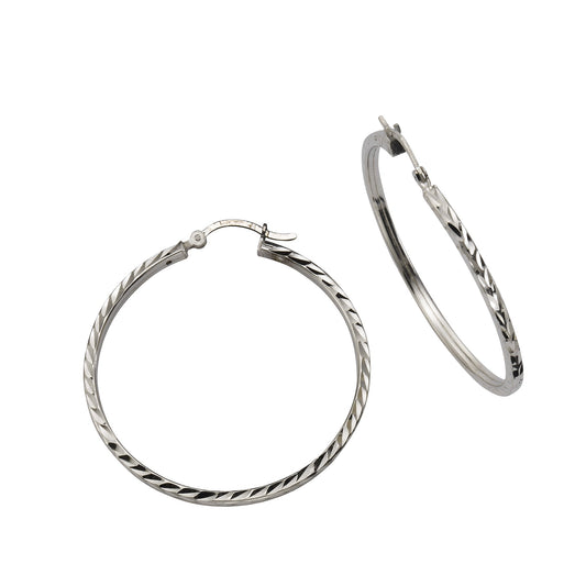 Creolen aus 925 Silber rhodiniert + diamentiert mit 4,0cm Durchmesser