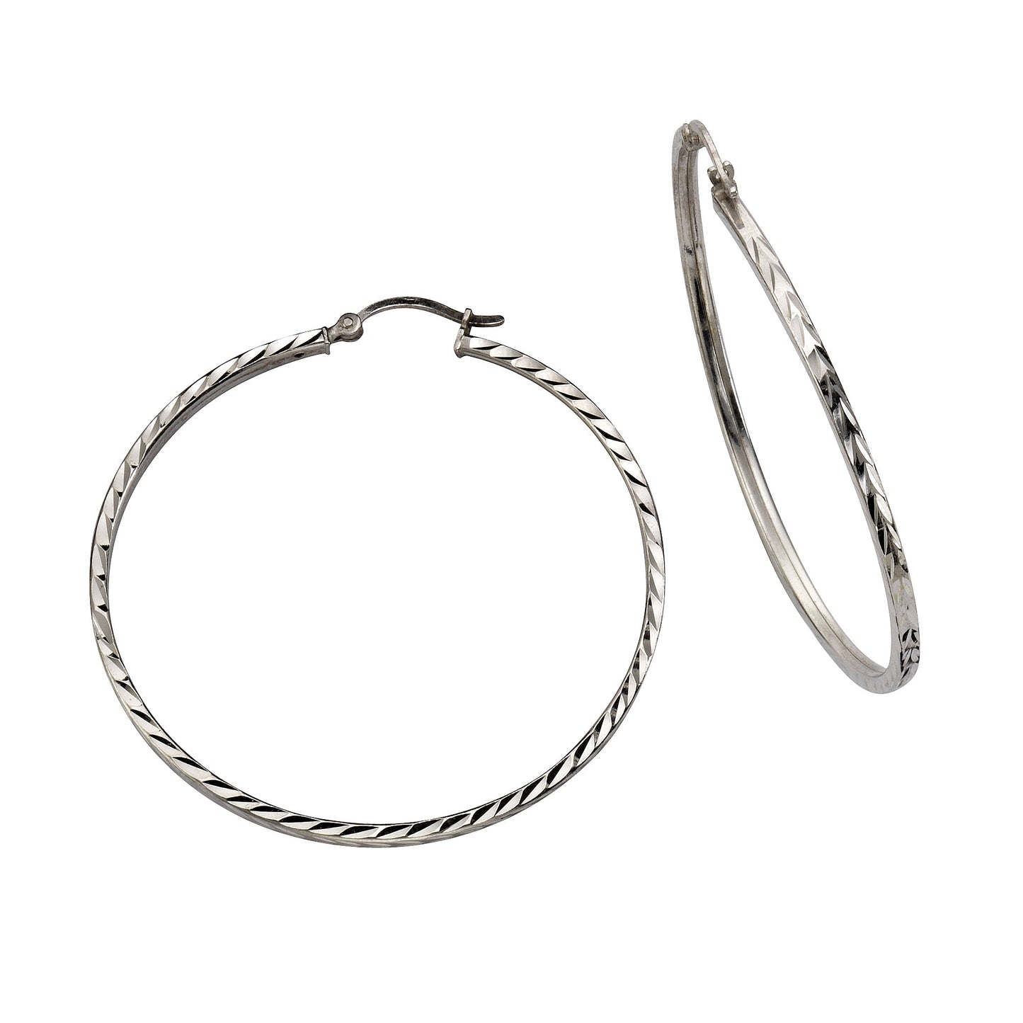 Creolen 925/- Sterling Silber rhodiniert 5,0cm ohne
