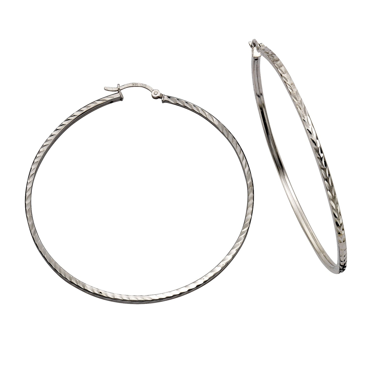 Creolen 925/- Sterling Silber rhodiniert 6,0cm ohne