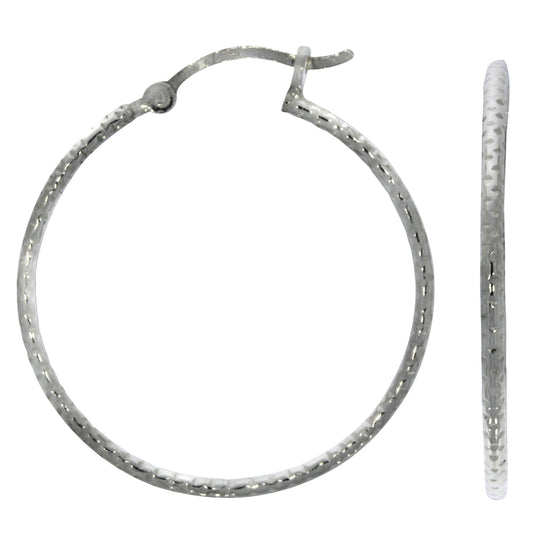 Ohrringe aus 925 Silber rhodiniert + diamantiert mit 3,0cm Durchmesser