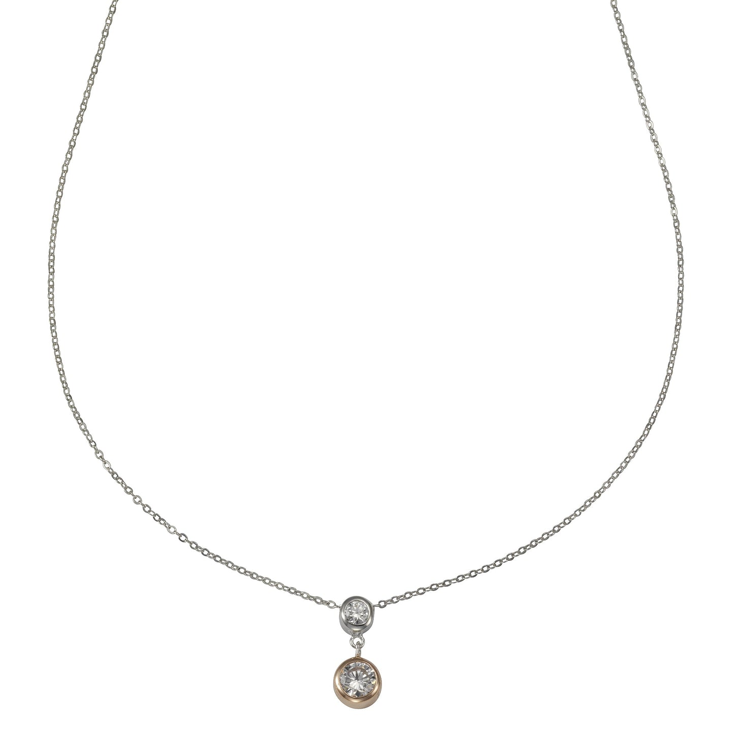 Anhänger mit Kette Ankerkette 925/- Sterling Silber rotvergoldet (teil) 45,0cm Zirkonia