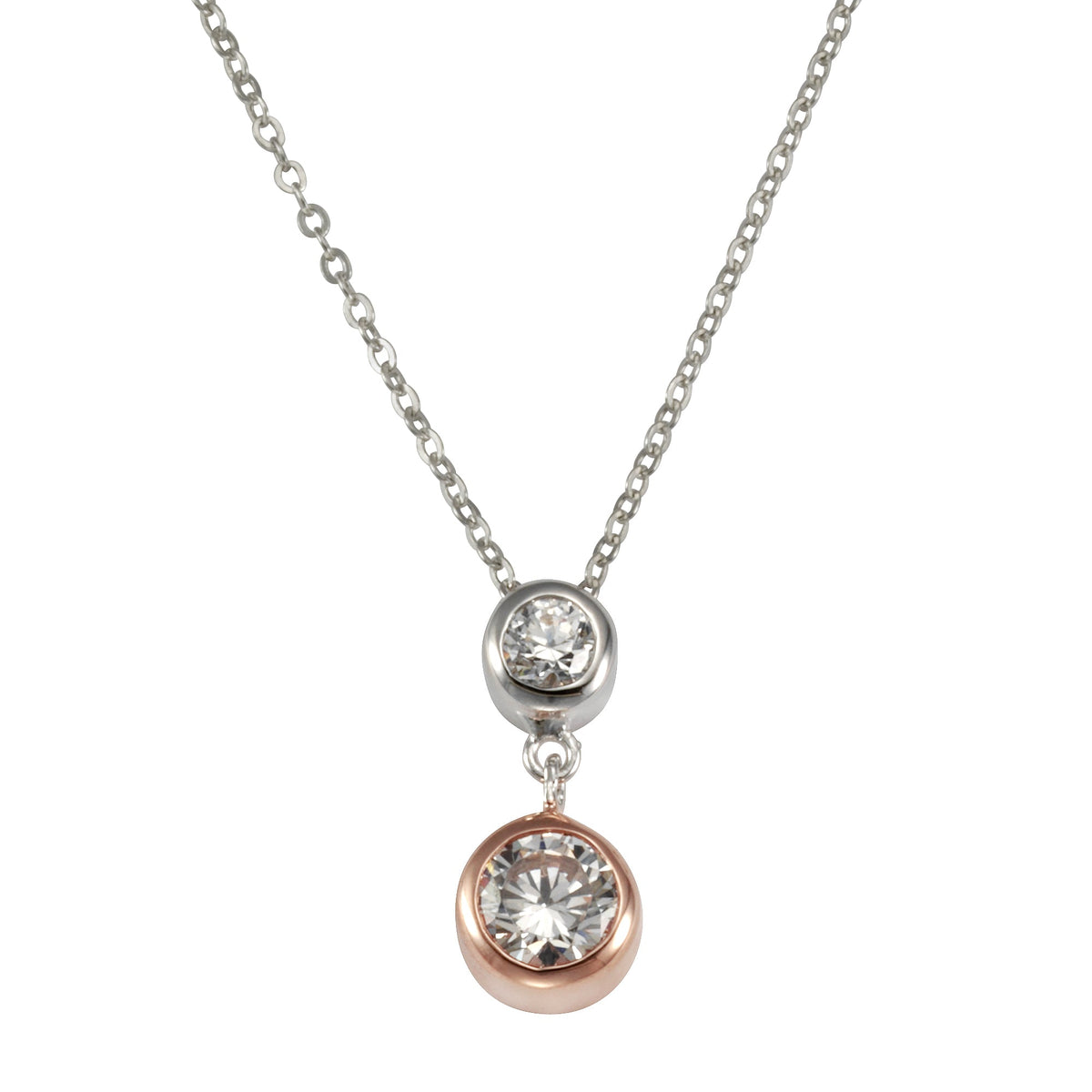 Anhänger mit Kette Ankerkette 925/- Sterling Silber rotvergoldet (teil) 45,0cm Zirkonia