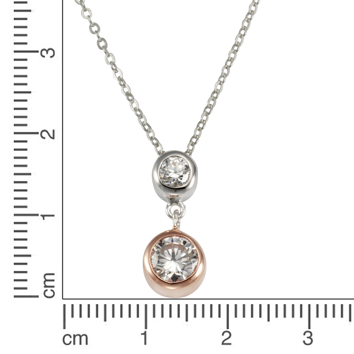 Anhänger mit Kette Ankerkette 925/- Sterling Silber rotvergoldet (teil) 45,0cm Zirkonia