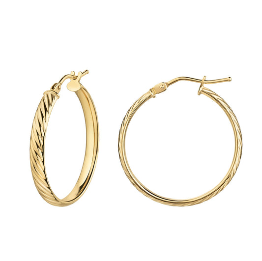 Creolen aus 375/- Gelbgold glanz mit Struktur Ø 22mm