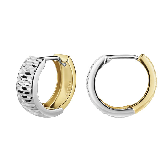 Creolen aus 585/- Gelbgold bicolor diamantiert Ø 12,5mm