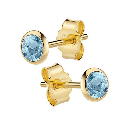 Ohrstecker aus 585/- Gelbgold glanz mit Blautopas 4mm