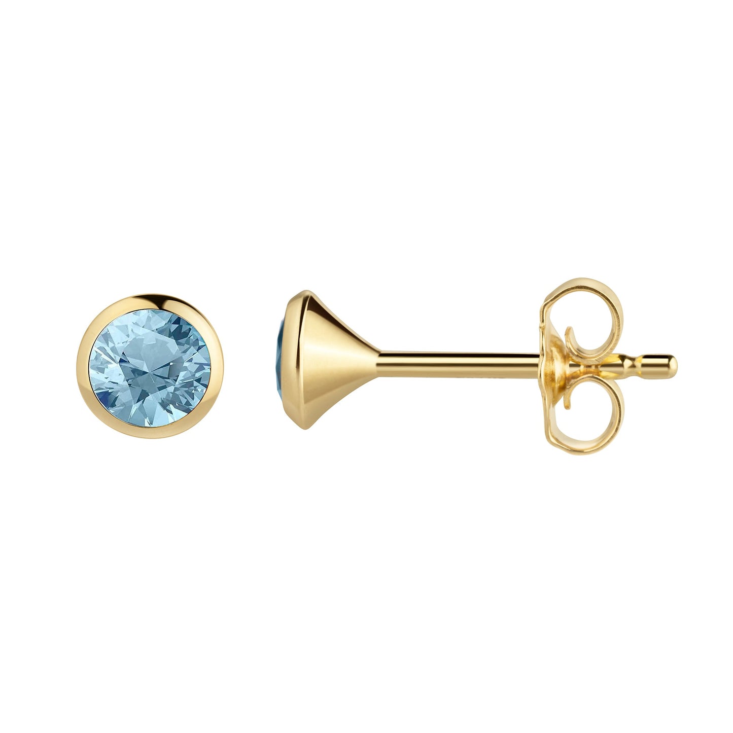 Ohrstecker 585/- Gold 0,4cm Blautopas beh.