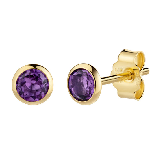 Ohrstecker aus 585/- Gelbgold glanz mit Amethyst 4mm
