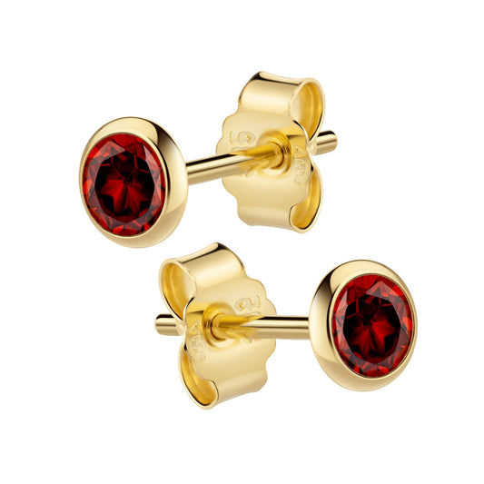 Ohrstecker aus 585/- Gelbgold glanz mit Granat 4mm
