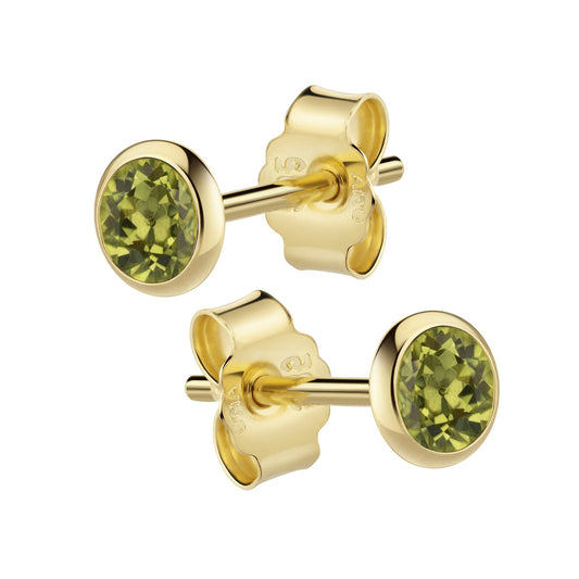 Ohrstecker aus 585/- Gelbgold glanz mit Peridot 4mm