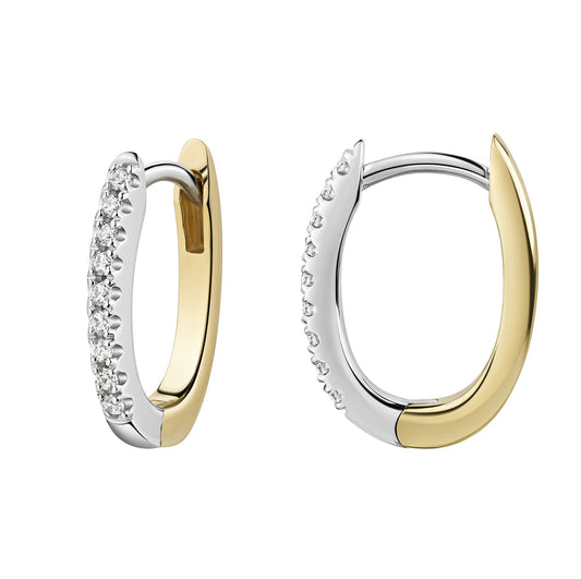 Klappcreolen aus 925/- Sterling Silber rhodiniert und vergoldet mit Zirkonia