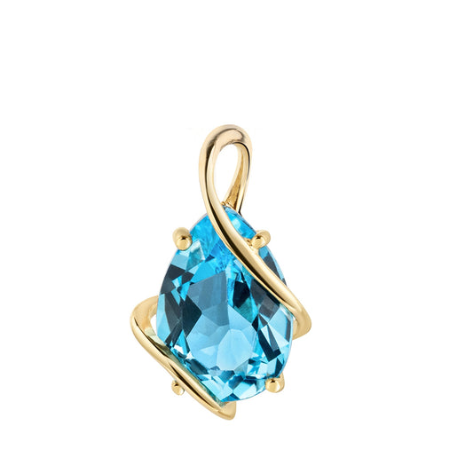 Anhänger aus 375/- Gelbgold glanz 1 Blautopas 7x10mm
