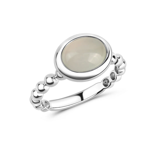 Damenring aus 925/- Sterling Silber rhodiniert 1 Katzenauge hellblau