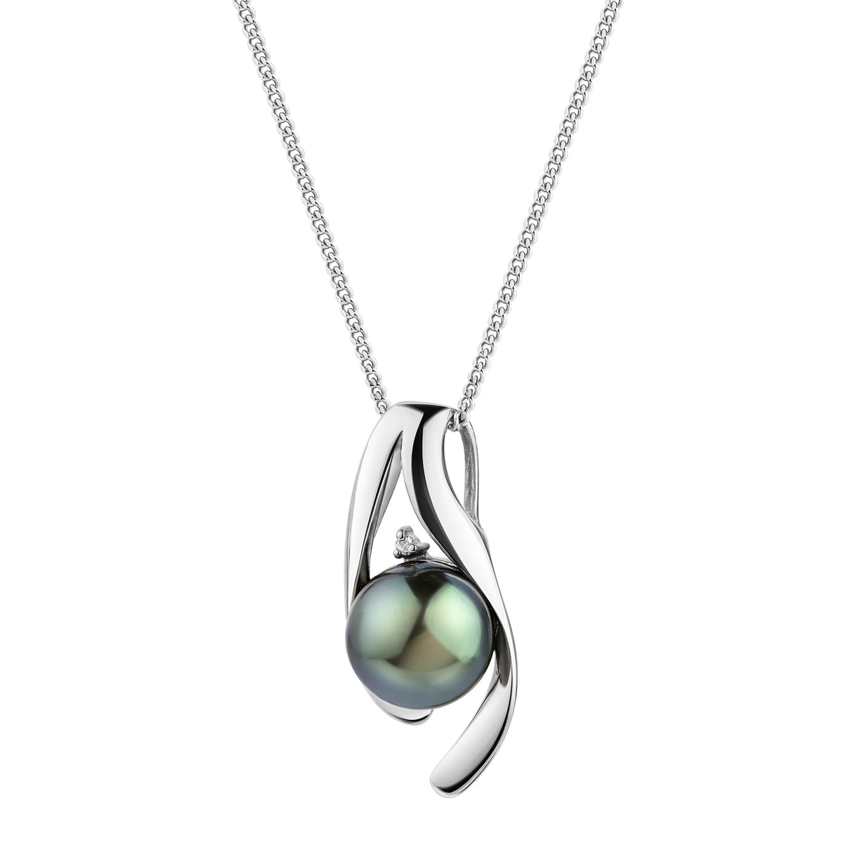 Anhänger mit Kette Panzerkette 585/- Gold 45,0cm Diamant 0,01ct.