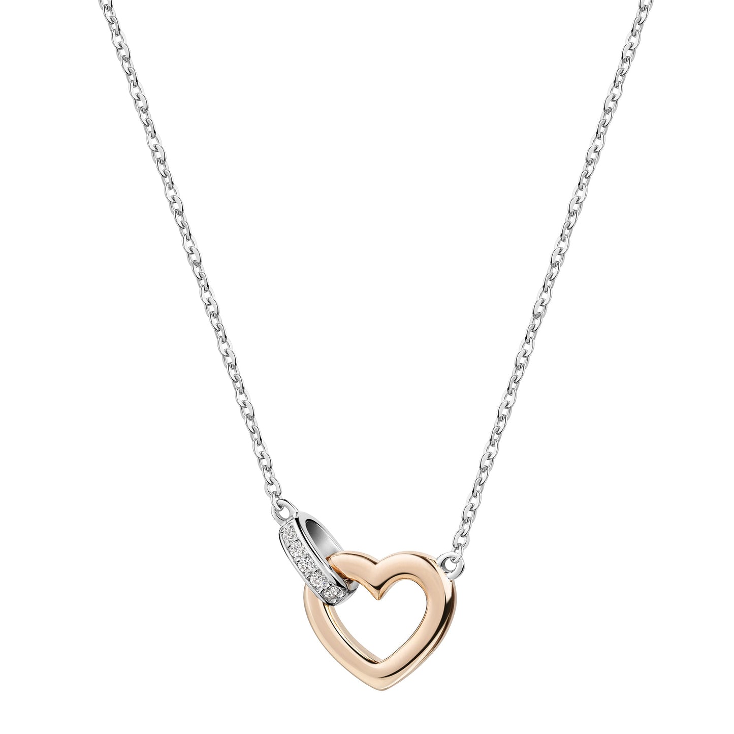 Collier Ankerkette 925/- Sterling Silber vergoldet (teil) 45,0cm Zirkonia