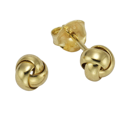 Ohrringe 925 Silber vergoldet, Knoten 6mm