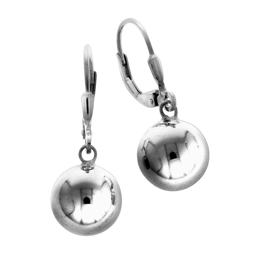 Ohrringe 925 Silber rhodiniert mit Kugel 12mm Durchmesser