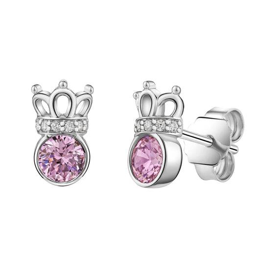 Ohrstecker aus 925/- Sterling Silber rhodiniert Zirkonia in weiß und pink