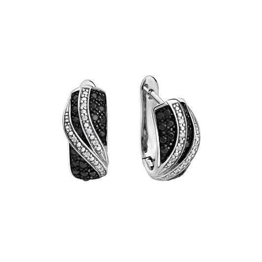 Celesta Creolen 925 Sterling Silber rhodiniert geschwärzt Zirkonia