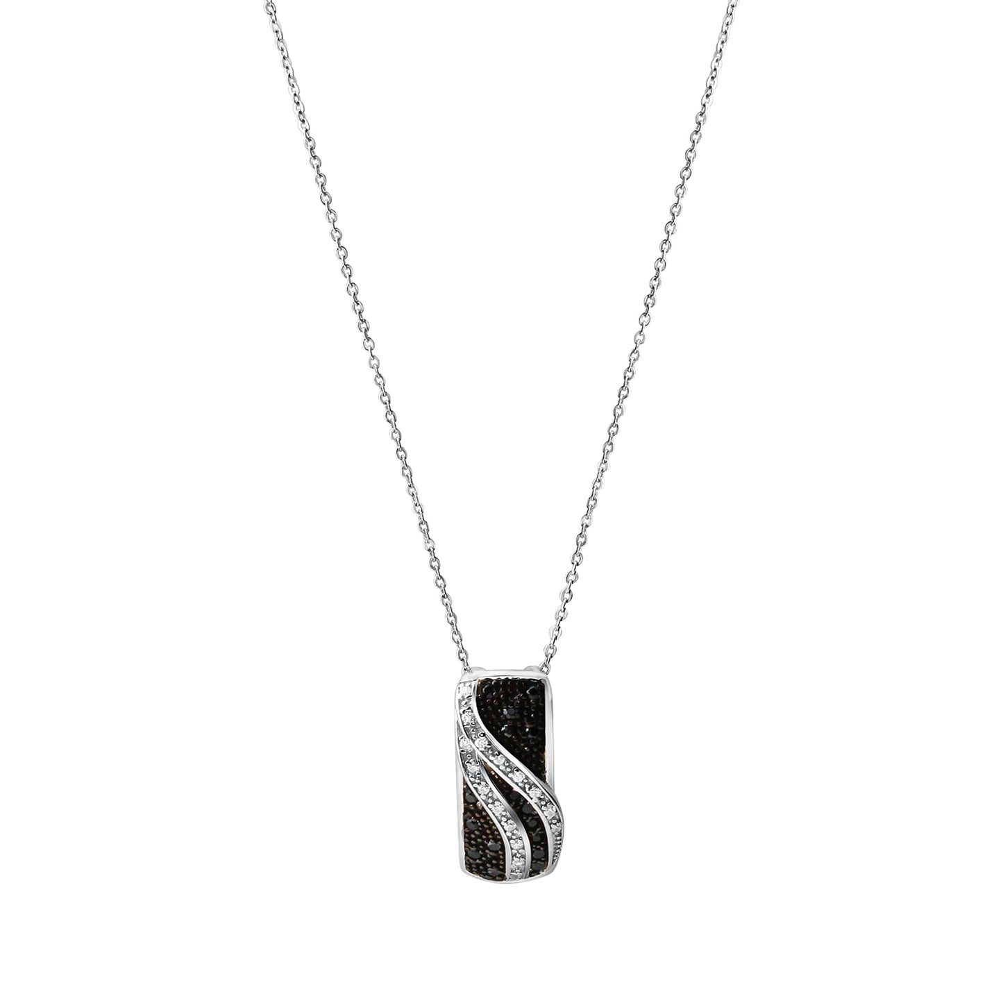 Anhänger mit Kette 925 Silber rhodiniert Ankerkette 925/- Sterling Silber rhodiniert 45cm Zirkonia