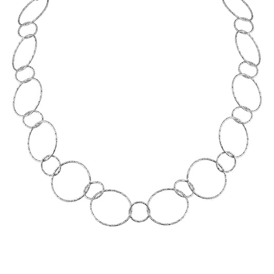 Celesta Silber Collier 85cm aus 925 Silber rhodiniert mit diamantierter Oberfläche