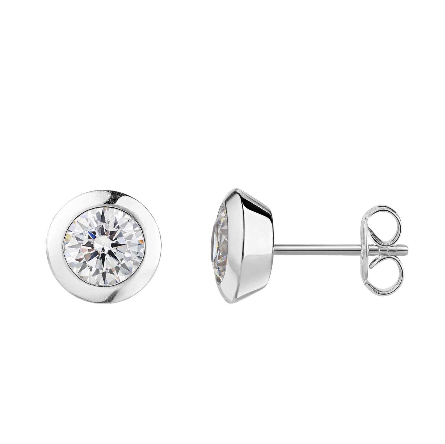 Ohrstecker 925 Sterling Silber rhodiniert Zirkonia 925/- Sterling Silber rhodiniert 0,8cm Zirkonia