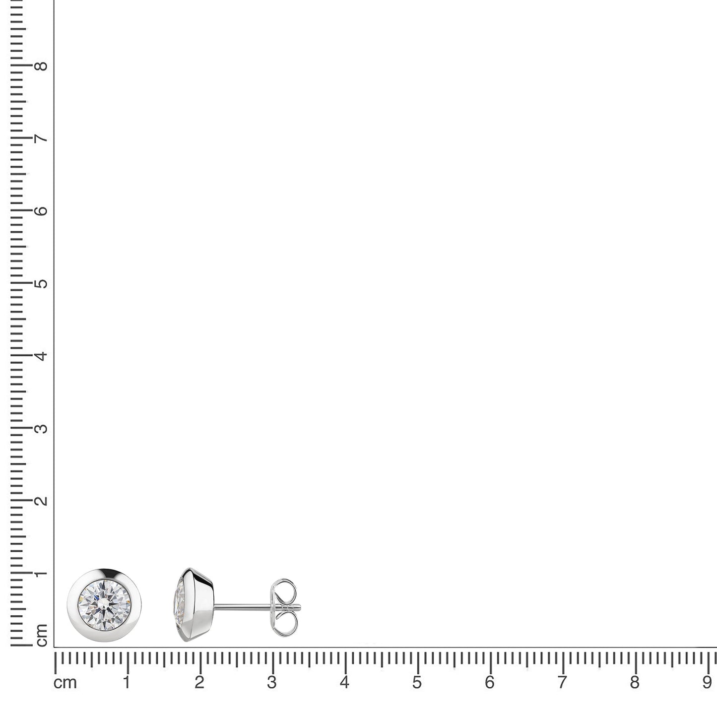 Ohrstecker 925 Sterling Silber rhodiniert Zirkonia 925/- Sterling Silber rhodiniert 0,8cm Zirkonia