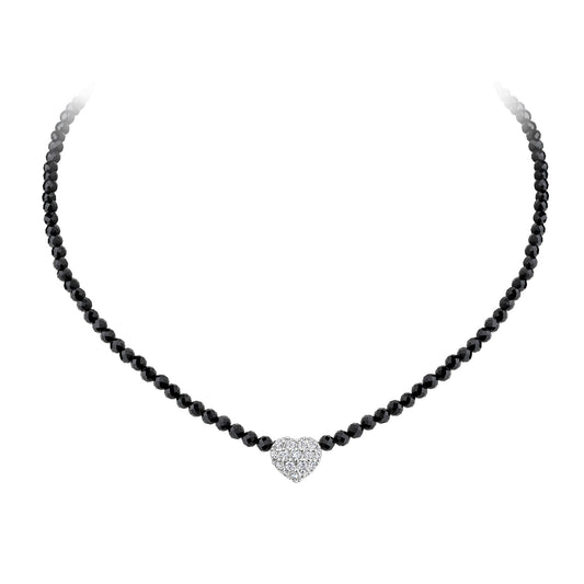Celesta Silber Collier aus 925 Silber rhodiniert mit Zirkonia und schwarzem Achat