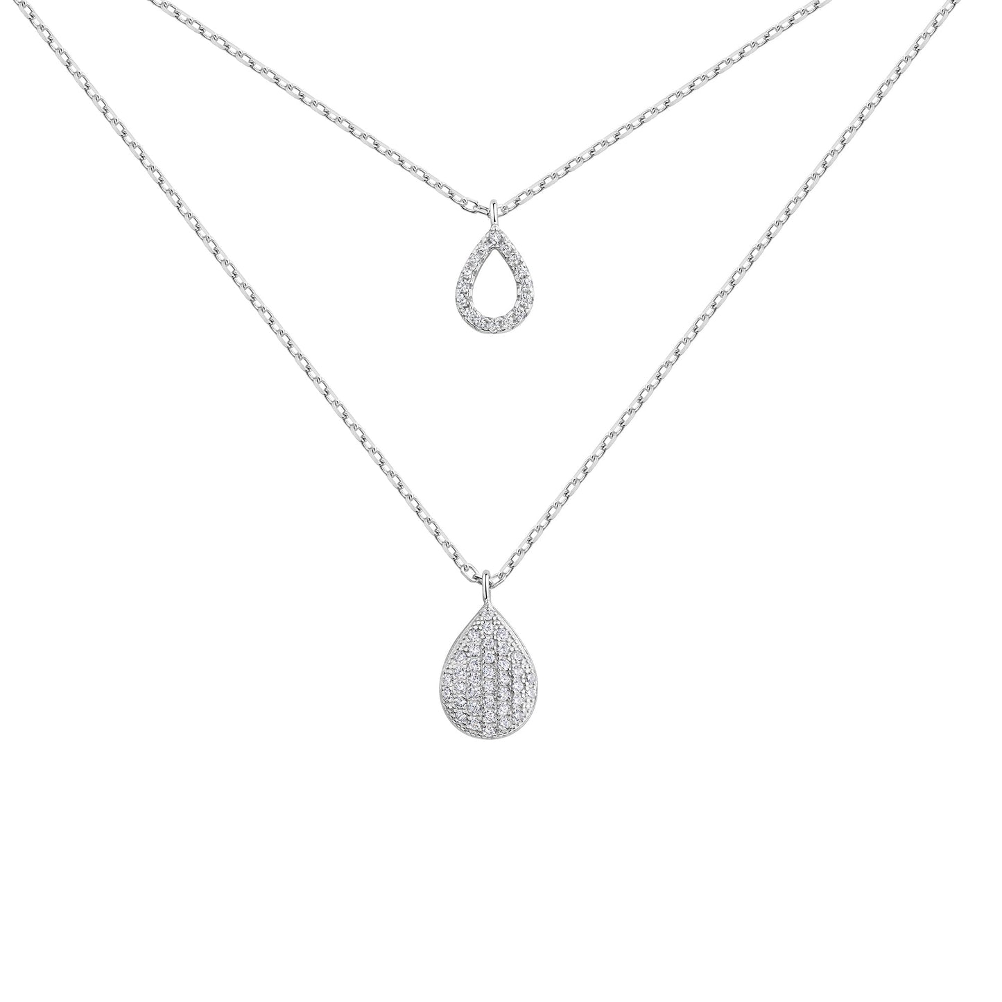 Collier 925 Silber rhodiniert Zirkonia Ankerkette 925/- Sterling Silber rhodiniert 45cm