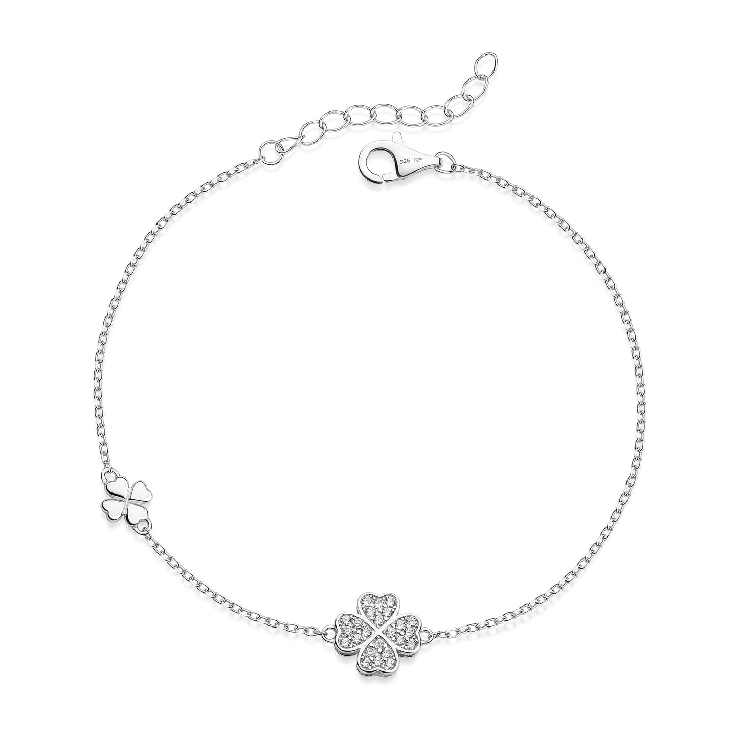 Armband 925 Silber rhodiniert Zirkonia Ankerkette 925/- Sterling Silber rhodiniert 17,5cm Zirkonia