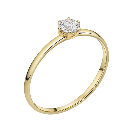 Celesta Gold Damenring aus 375/- Gelbgold glanz mit 1 Zirkonia 6-er Stotzen