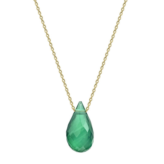 Celesta Gold - Collier 42/45cm 375 Gelbgold grüner Chalcedon