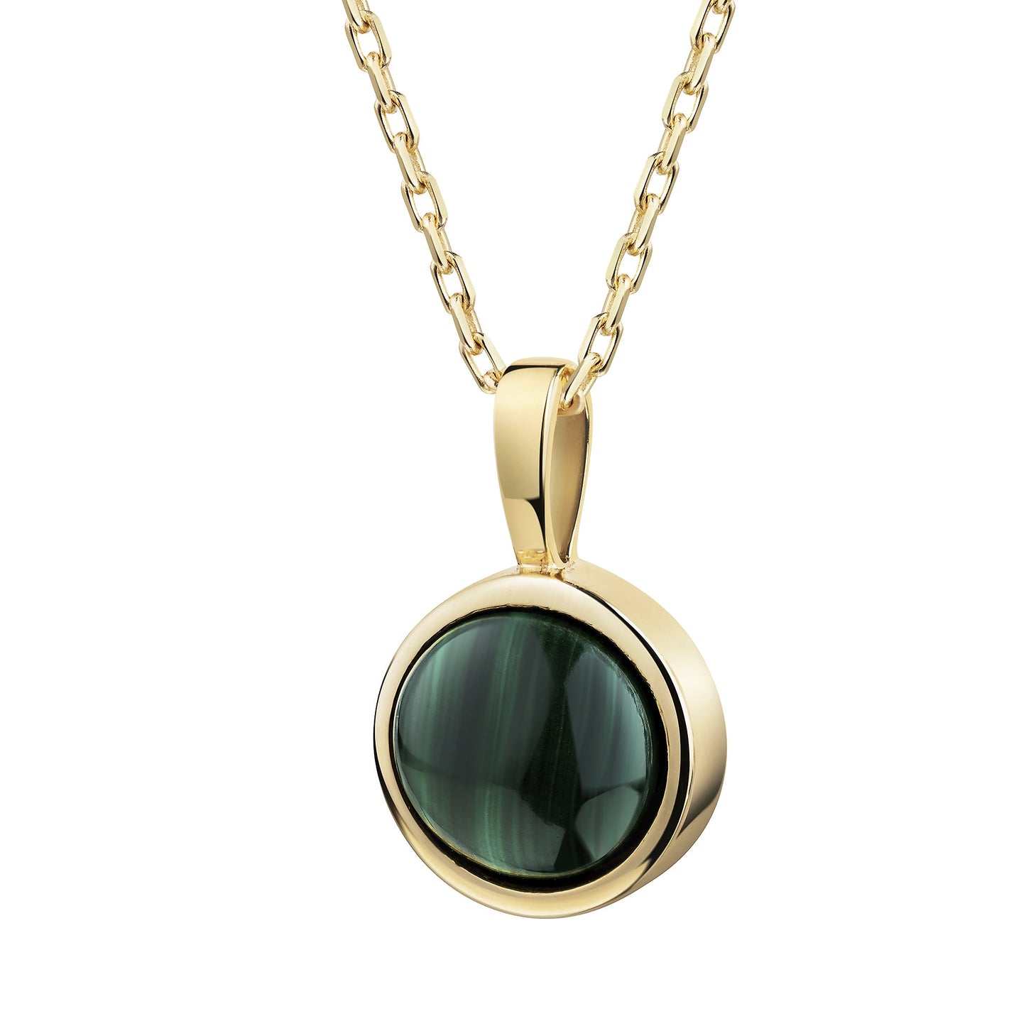 Anhänger mit Kette 375 Gelbgold Malachit Ankerkette 375/- Gold 42cm Malachit