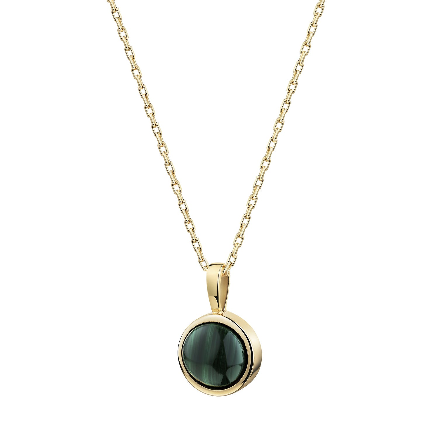 Anhänger mit Kette 375 Gelbgold Malachit Ankerkette 375/- Gold 42cm Malachit