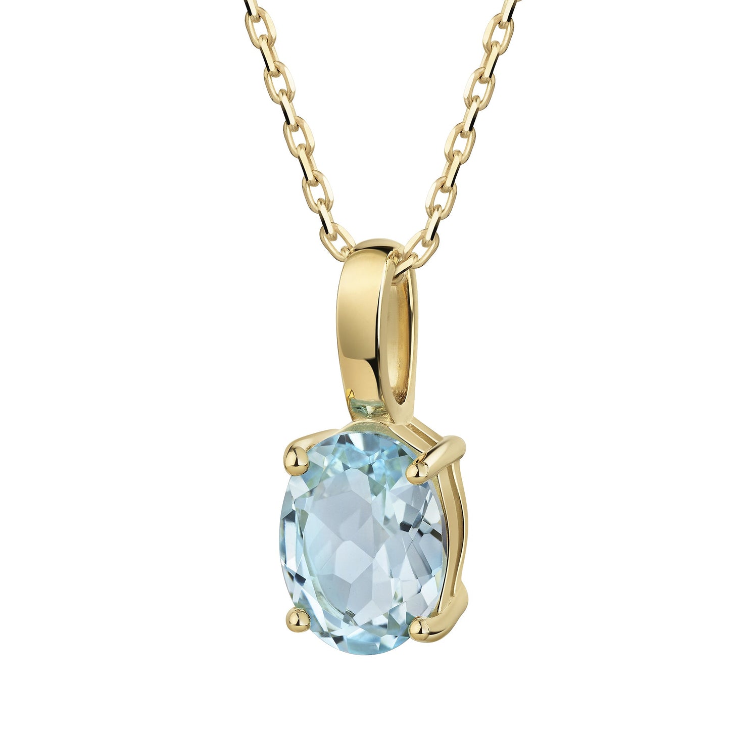 Anhänger mit Kette 375 Gelbgold Blautopas Ankerkette 375/- Gold 42cm Blautopas beh.