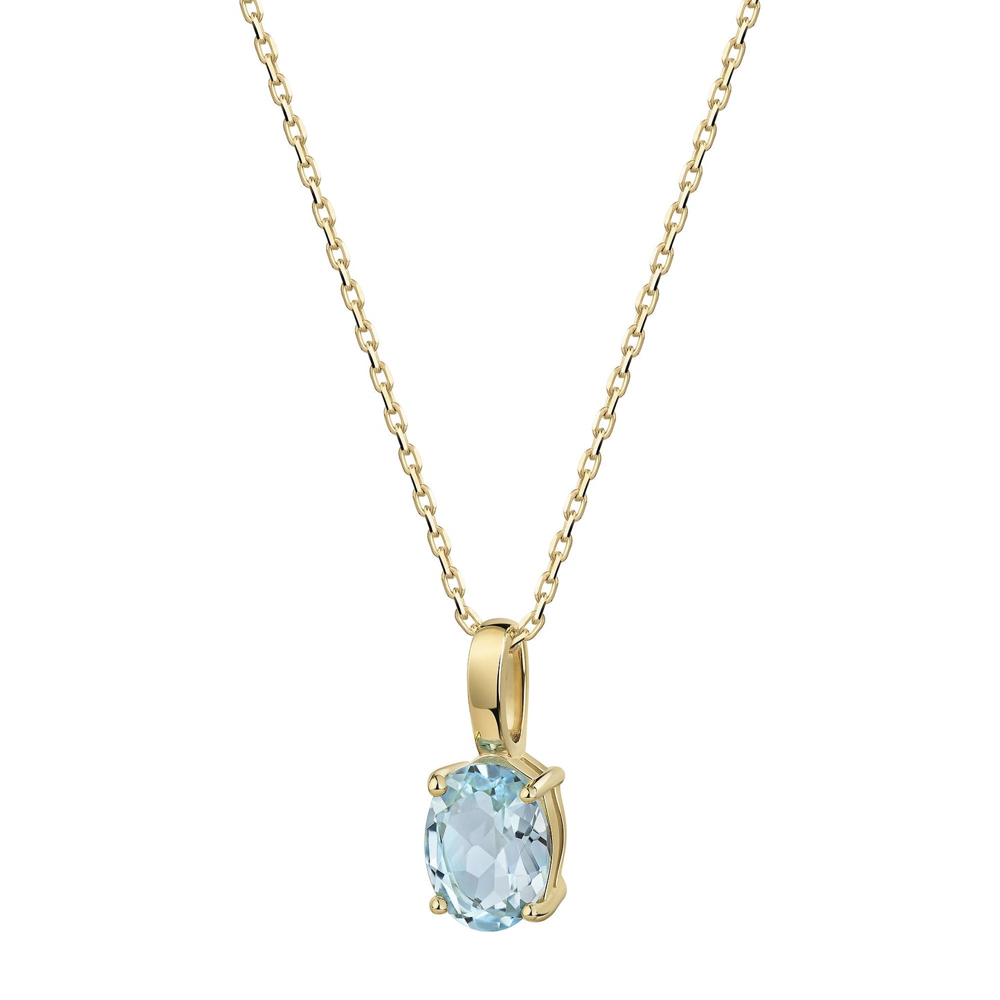 Anhänger mit Kette 375 Gelbgold Blautopas Ankerkette 375/- Gold 42cm Blautopas beh.