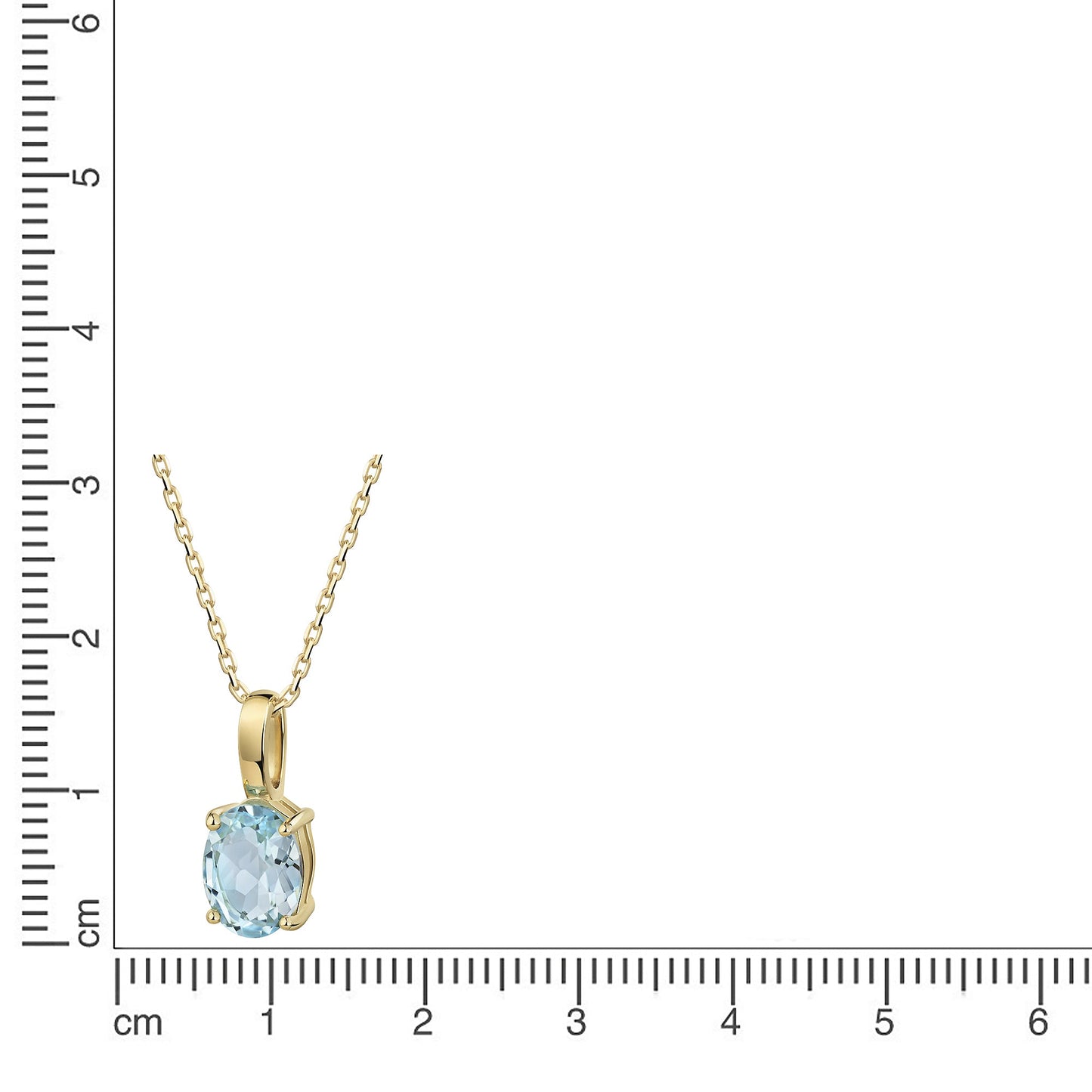 Anhänger mit Kette 375 Gelbgold Blautopas Ankerkette 375/- Gold 42cm Blautopas beh.