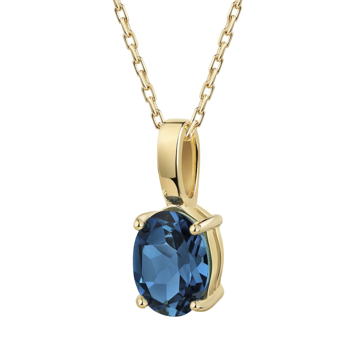 Anhänger mit Kette 375 Gelbgold Blautopas (beh) Ankerkette 375/- Gold 42cm Blautopas beh.