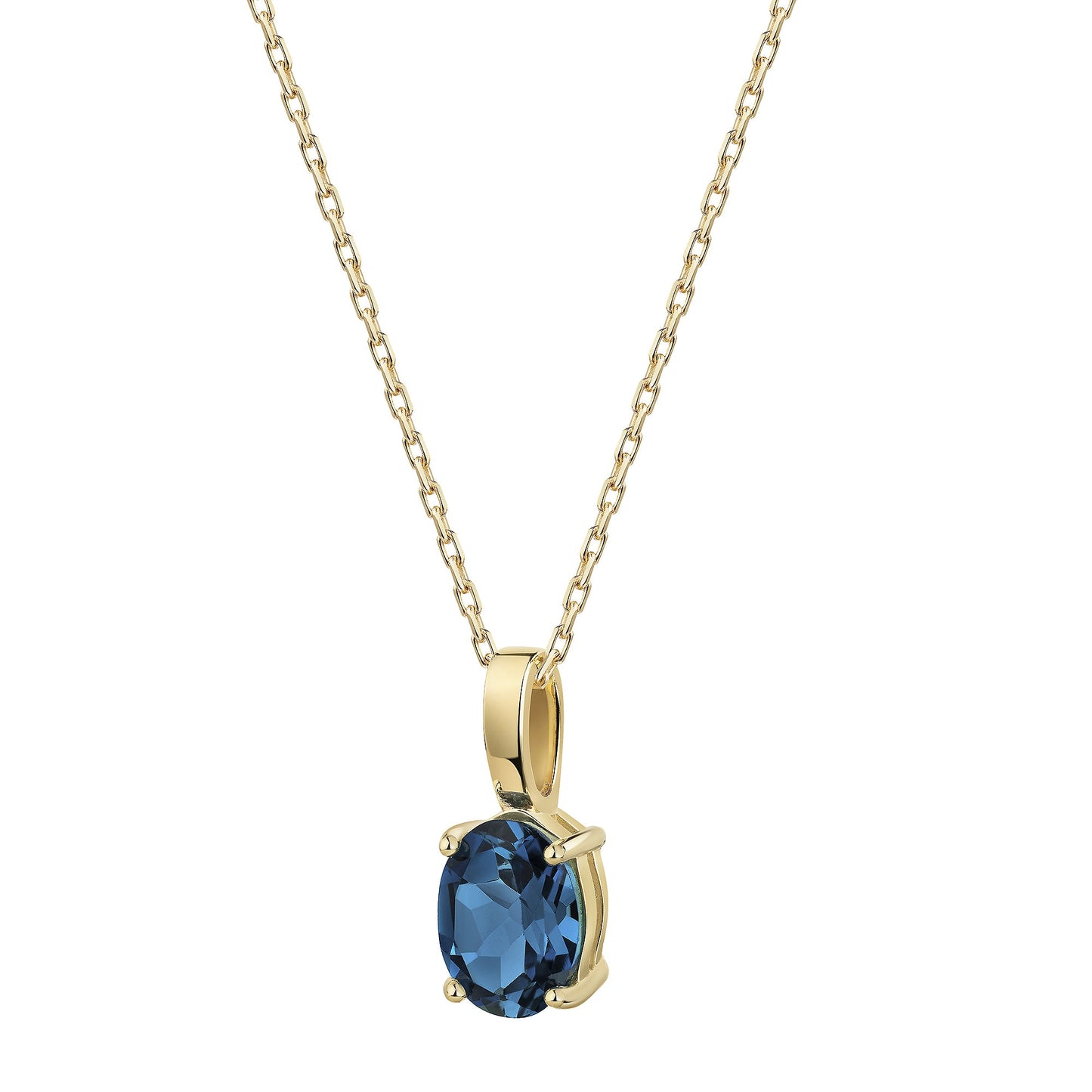 Anhänger mit Kette 375 Gelbgold Blautopas (beh) Ankerkette 375/- Gold 42cm Blautopas beh.