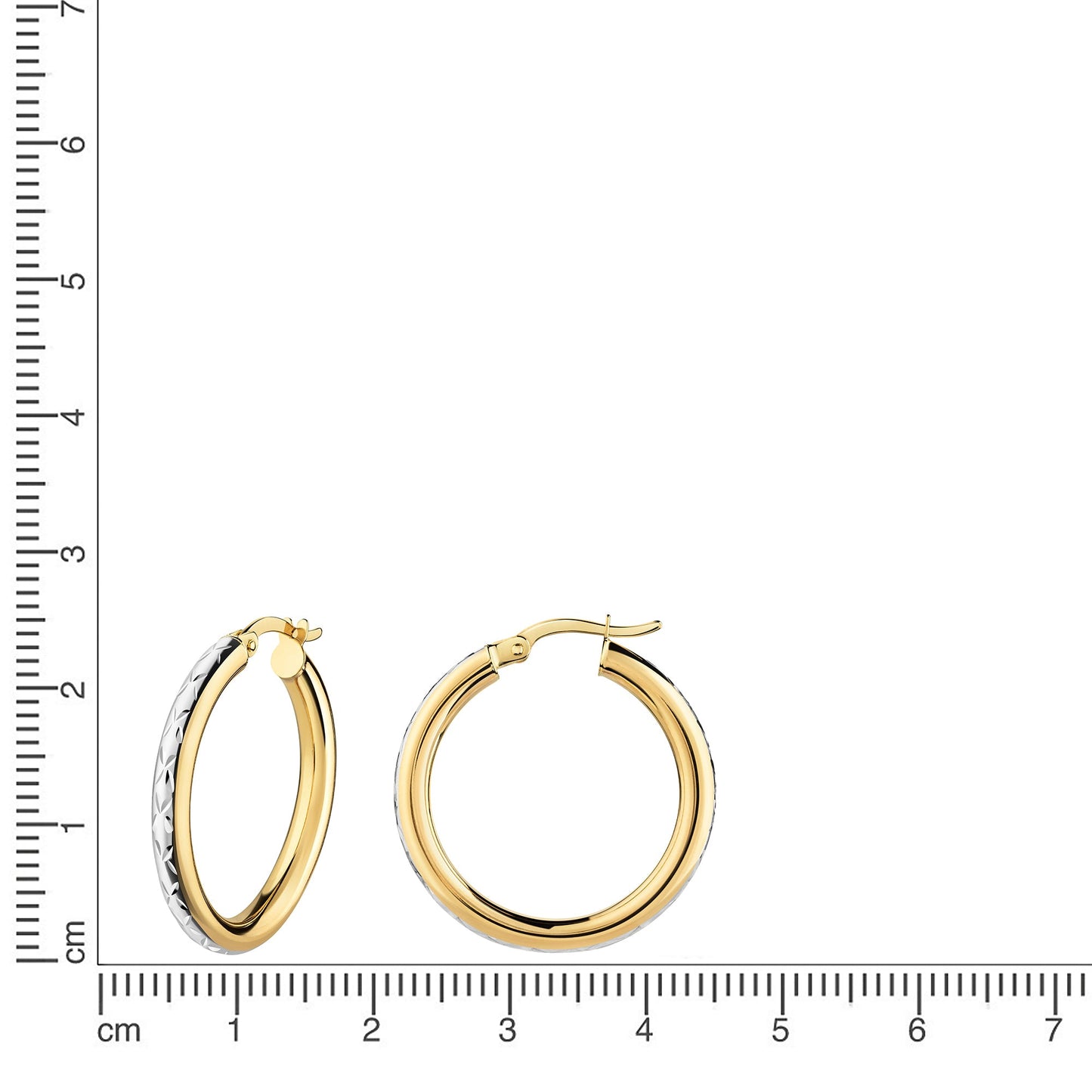 Ohrring 375 Gelbgold bicolor 375/- Gold 2,5cm ohne