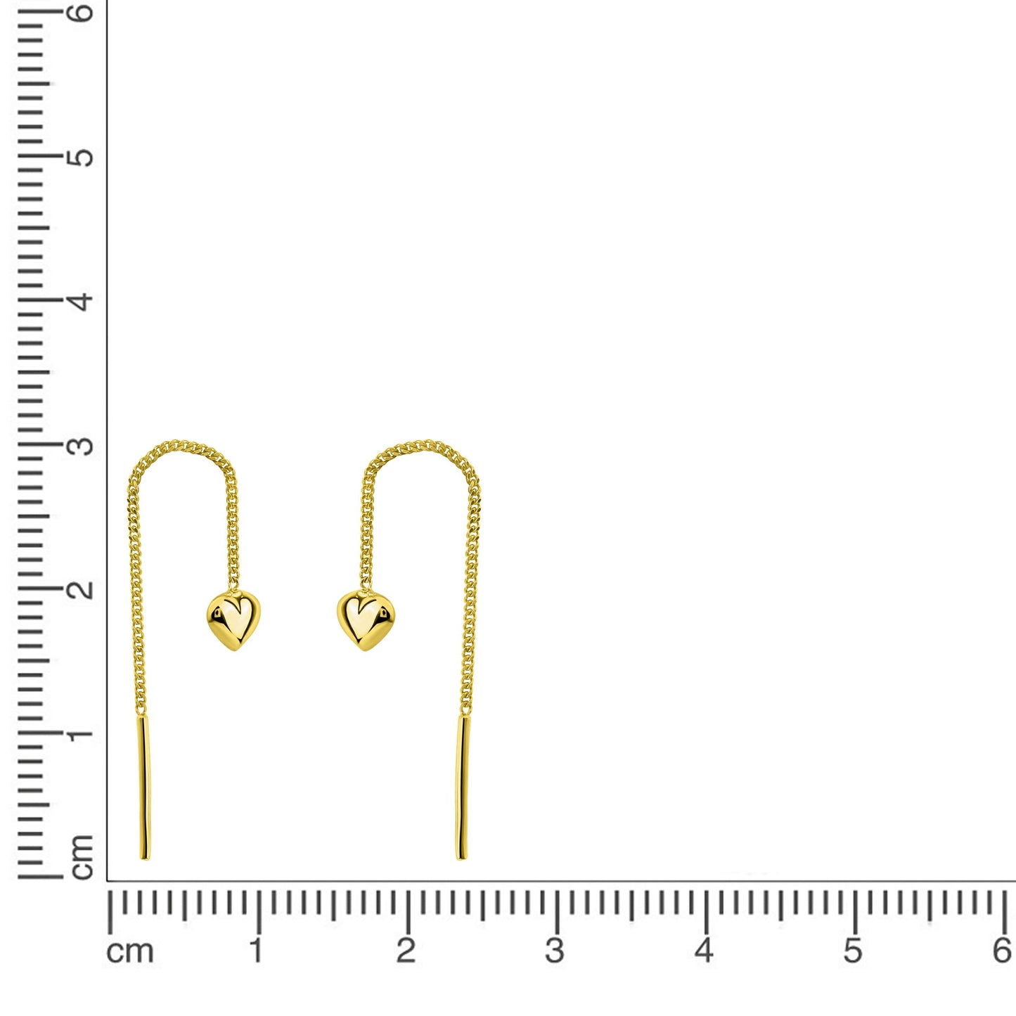 Durchzieh-Ohrring 375 Gelbgold Herz 375/- Gold 5,5cm ohne