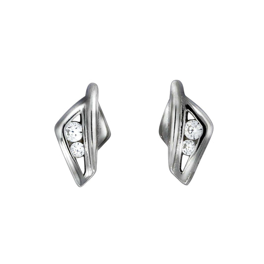 Ohrstecker aus 925 Sterling Silber rhodiniert mit weißem Zirkonia