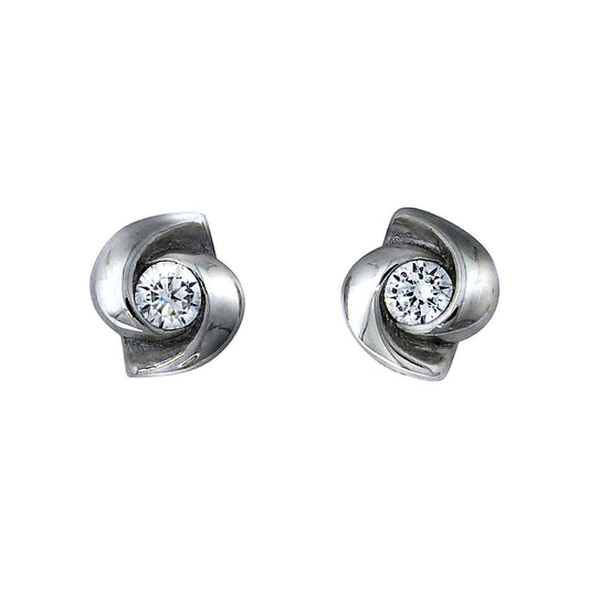 Ohrstecker aus 925 Silber rhodiniert mit je einem weißen Zirkonia
