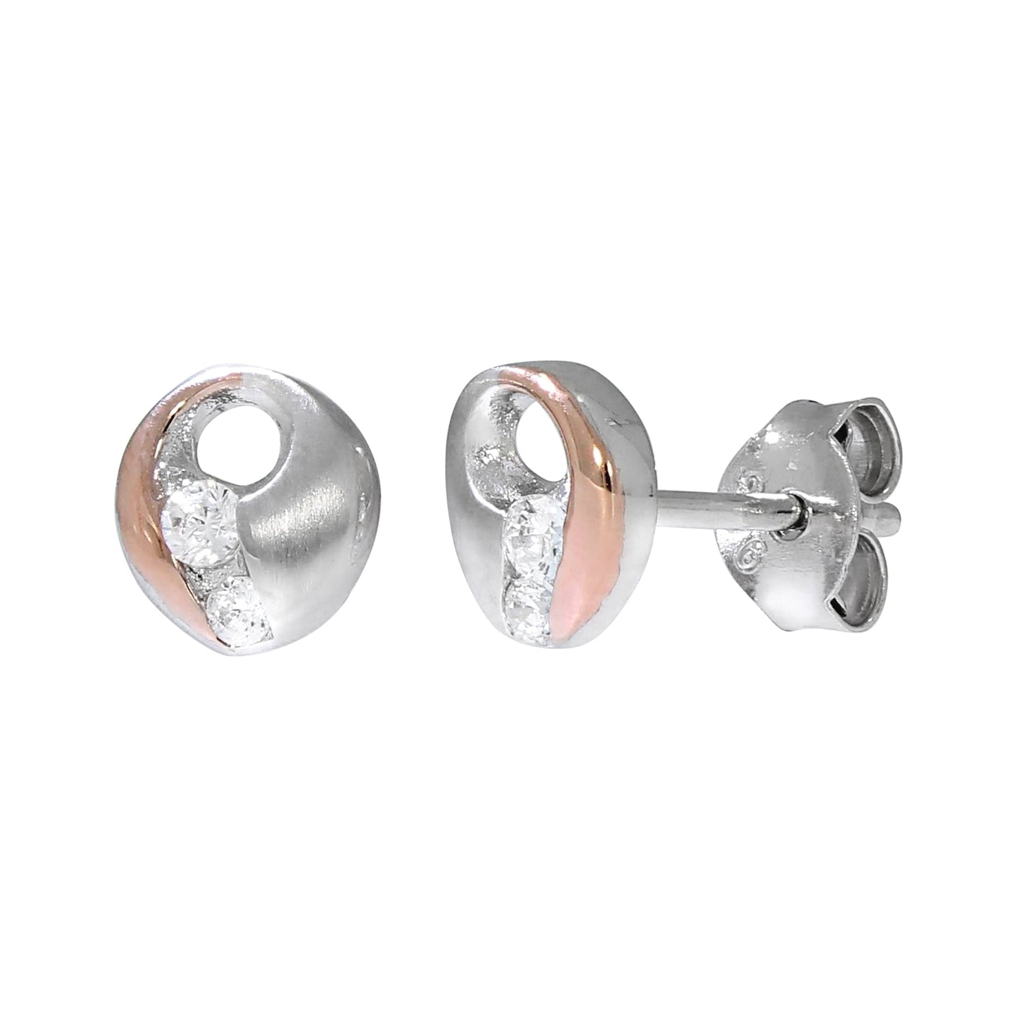 Ohrstecker 925/- Sterling Silber vergoldet (teil) 0,7cm Zirkonia